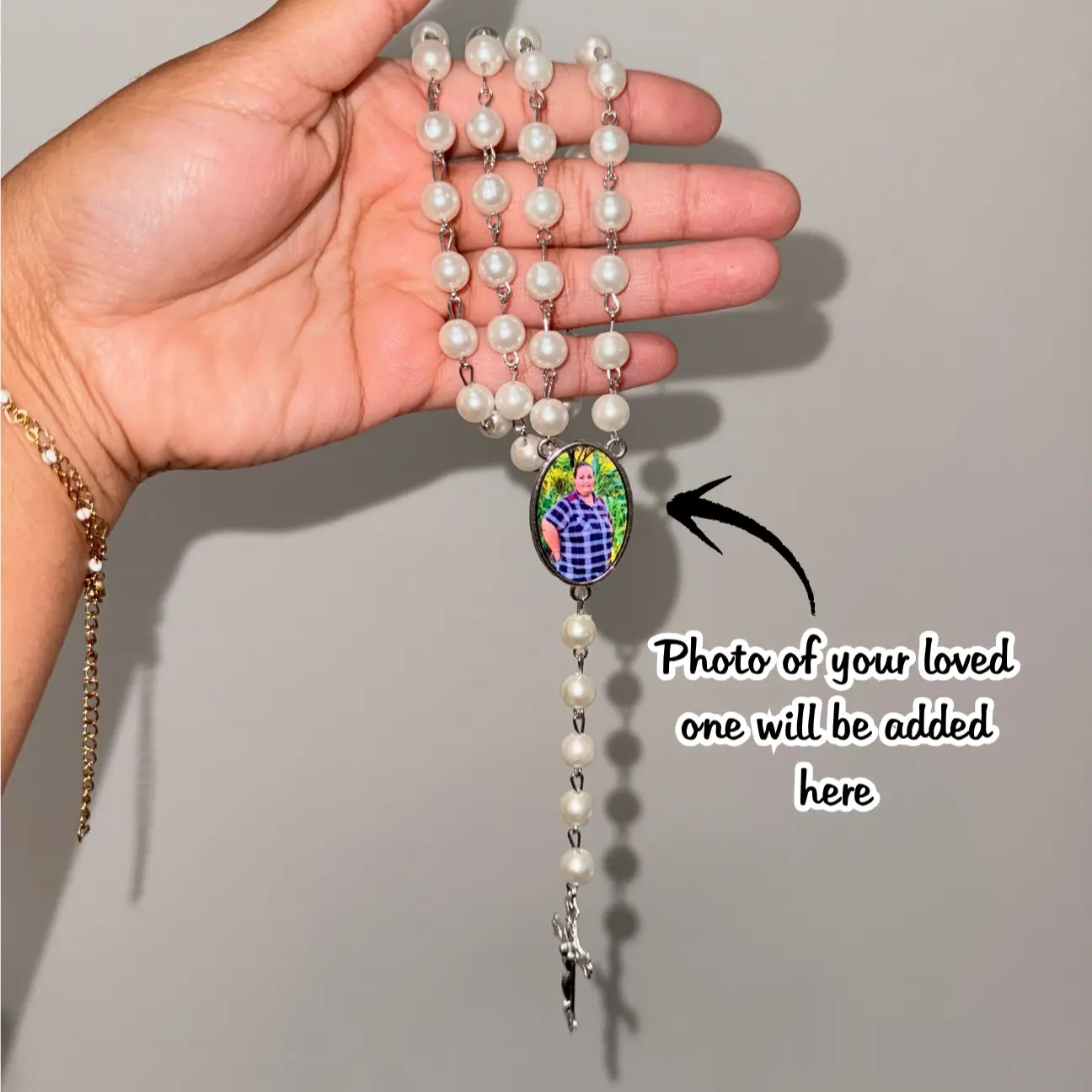 Rosary with Memorial Photo Personalized Memorial Rosary Necklace with Custom Photo for Meaningful Remembrance