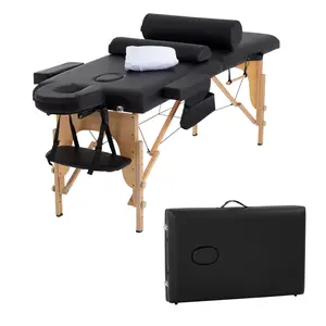 85 Inch Massage Table Portable Portable Massage Bed 2 Section Foldable Tattoo Bed w/Carrying Case,Solon&Facial Care Spa Lash Bed