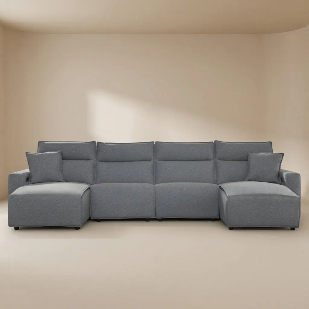 Modmax II Grey 4-Piece Power Reclining Sectional with Double Chaise