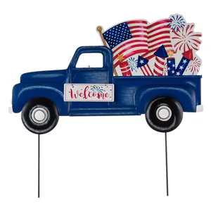 Glitzhome Patriotic Americana Truck Yard Stakeor Wall Decor