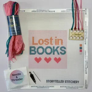Lost in Books Kit — Modern Needlepoint Kit (Small Design)