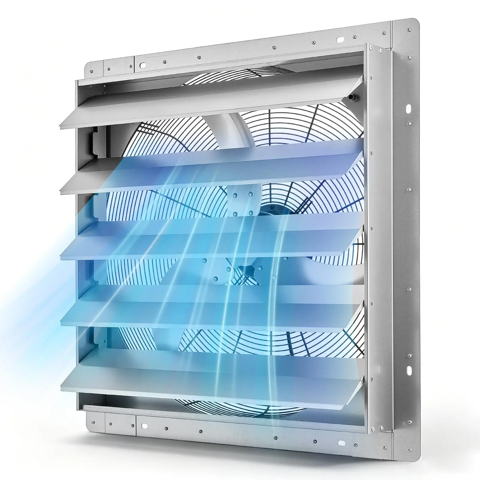 【SummerFinds】VEVOR 24-Inch Shutter Exhaust Ventilation Fan, Wall-Mounted with Automatic Louvers, Silver Sturdy Steel Housing, Low Noise AC Motor, 7030 CFM, Garage Ventilation Solutions for Attic, Workshop
