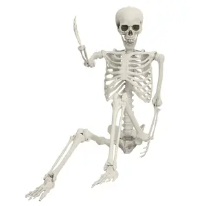 5.4FT Poseable Skeleton Prop Life Size Plastic Halloween Human Bones Skeleton Party Supplies