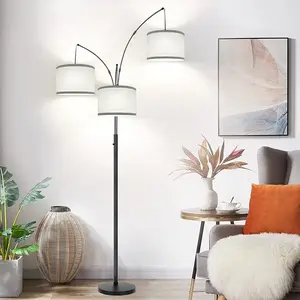 Nintiue Dimmable Floor Lamp - 3 Lights Arc Floor Lamps for Living Room, 1000LM Modern Tall Standing Lamp With  Shades & Heavy Base, Mid Century Tree Floor Lamp for Bedroom Office, Home Decor,3 LED Bulbs Included