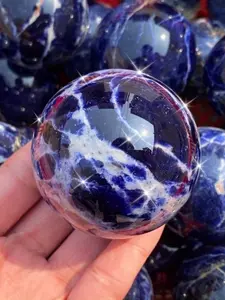 1pc Natural Sodalite Sphere | Handcrafted Polished Stone for Decorations, Best for Home or Office, Perfect for Christmas, Halloween, Thanksgiving, Natural Crystal Sphere