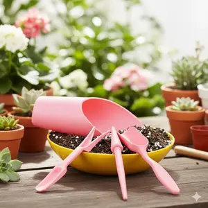 Mini Garden Tool Set: 4-Piece Indoor Plant Transplanting Kit with Plastic Trowel, Scoop, Shovel, and Bucket for Gardening, Potting, Soil Care - Essential Home Gardening Tools for Plant Lovers