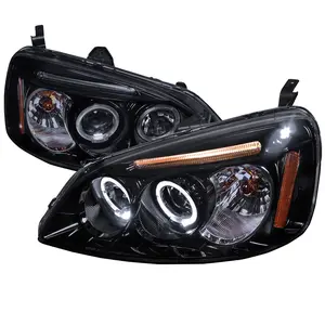 2001-2003 Civic Dual Halo Projector Headlights (Glossy Black Housing/Smoke Lens)