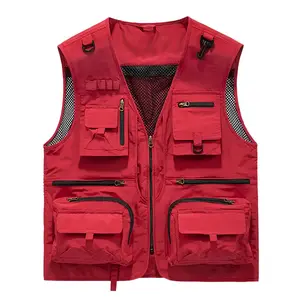HOMUG Men's Nylon Outdoor Utility Vest, Lightweight & Quick-Drying Tactical Sleeveless Vest, Panelled Design with Mesh Panels, Equipped with Multiple Pockets and Zippers, Men's Sleeveless Top, Ideal for Spring & Autumn