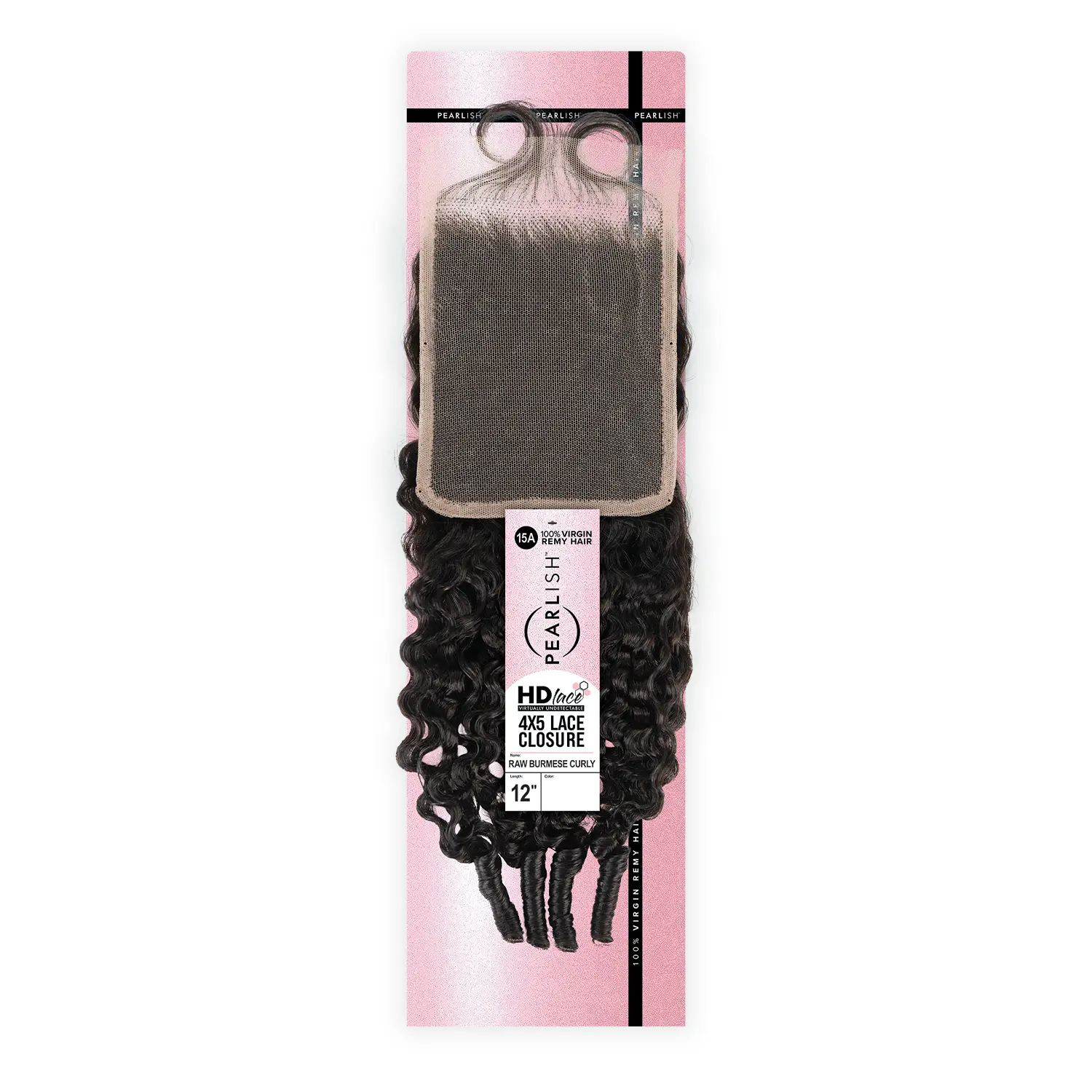 Virgin Human Hair Weave 4X5 HD Lace Closure - Sensationnel Remy Cuticle Raw Burmese Curl, 12" Burmese Hair Raw Curly Bundles