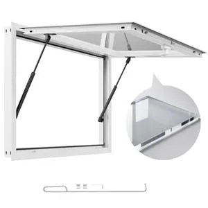 summervibes VEVOR Concession Window 36x24 in, Aluminum Alloy Frame Service Window for Food Truck, Up to 85 Degrees Stand Serving Window with Awning Door and Drag Hook, Rainwater Resistant for Concession Trailers