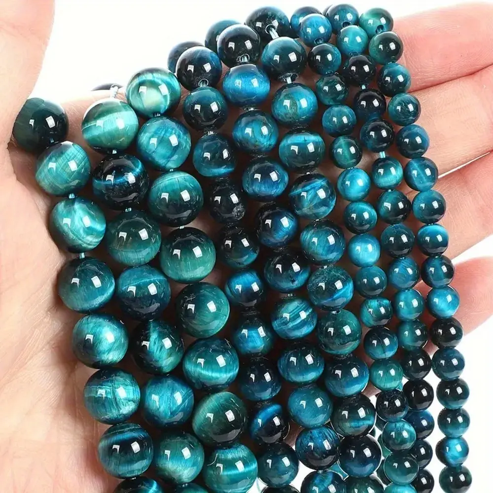 Tigers Eye Crafting Beads, Polished Round Shape Natural Crystal Gemstone Accessories for Adults, Diy Jewelry, Jewelry Making Supplies, Diy Bracelet And Necklace Accessories, Loose Beads
