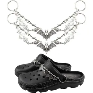 Mimilove Shoes Metal Chain Spikes Charms, Cool Punk Rivets Charms for Sandals Clog Accessories Shoe Decorations for Men Women