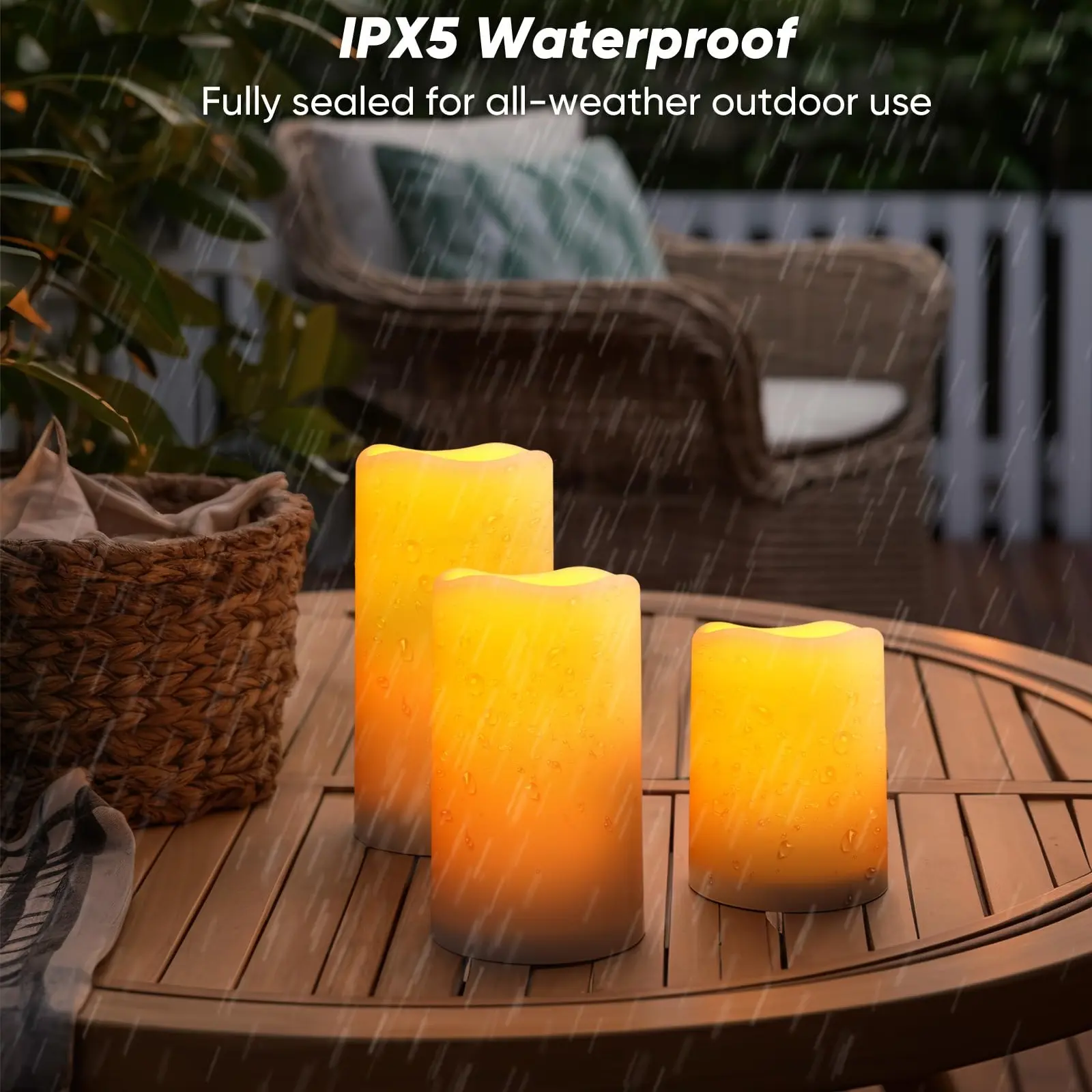 【 Set of 3】Solar Powered Candles Outdoor Waterproof, Flickering Glow, Rechargeable Candles, Solar Powered Candles f0or Outside, Lanterns, Sensor Only, Dusk to Dawn#SummerVibes