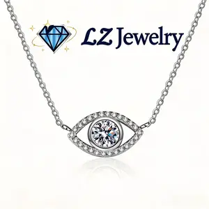 #78 (Evil Eye) 925 Sterling Silver Synthetic Moissanite Necklace