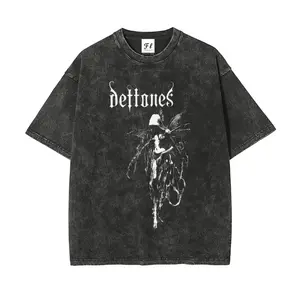 Unisex Deftones Retro Heavy Metal Graphic Vintage Washed T-Shirt  – Rock Band Style Short Sleeve Tee s short sleeve funny irish shirt Grunge Graphic Album T-Shirt 67 shirt tshirt tok classic meme style unisex t-shirt
