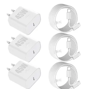 3/2/1 Pack 45W USB C Fast Charging Wall Charger Block with 10FT USB C to USB C Charger Cord for iPhone 16/16 Plus/16 Pro/16 Pro Max/15/15 Plus/15 Pro Max/iPad & More
