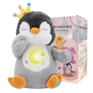 Easter Gifts Breathing Bunny Penguin Calming Motion Music Lights Ultra Soft Plush Portable Volume Relieve Stress Fussiness Ease Sleep Discomfort Cozy Warm
