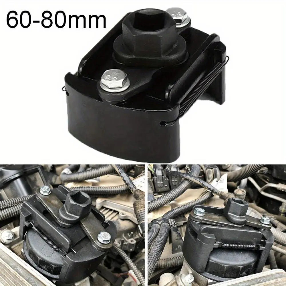 2-Jaw Adjustable Oil Filter Wrench - 60-80mm Steel Car Engine Maintenance Tool, Double Reinforcement, Smooth Operation, Efficient Cover Removal Wrench, Wrenches