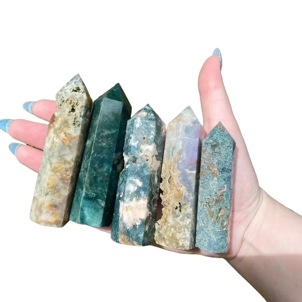Intuitively Chosen Moss Agate Tower