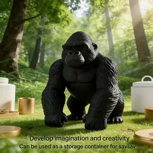 Ebony Giant Gorilla Statue Figurine, Decorative Figurines, Bookshelf Home Office Decor, Room Desktop Entrance Decoration, Party Living Room TV Stand Display