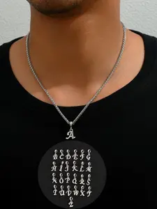 1 Piece Men's Simple Style Plain Color Chain Necklace with Letter Design Pendant, Casual Trendy Chain Pendant Necklace for Daily Decoration As Gift, Fashion Accessories for Party & Daily Wear Without Box, Necklace Initial