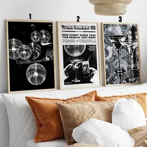 Black and White 70's Disco Vintage Magazine Art Poster