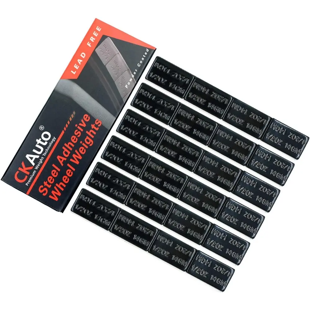 1/2oz, 0.5oz, Ultra Slim Low Profile, Black, Adhesive Stick On Wheel Weights, 12 oz/ 0.75 lb/Box, OEM Quality, (24pcs)