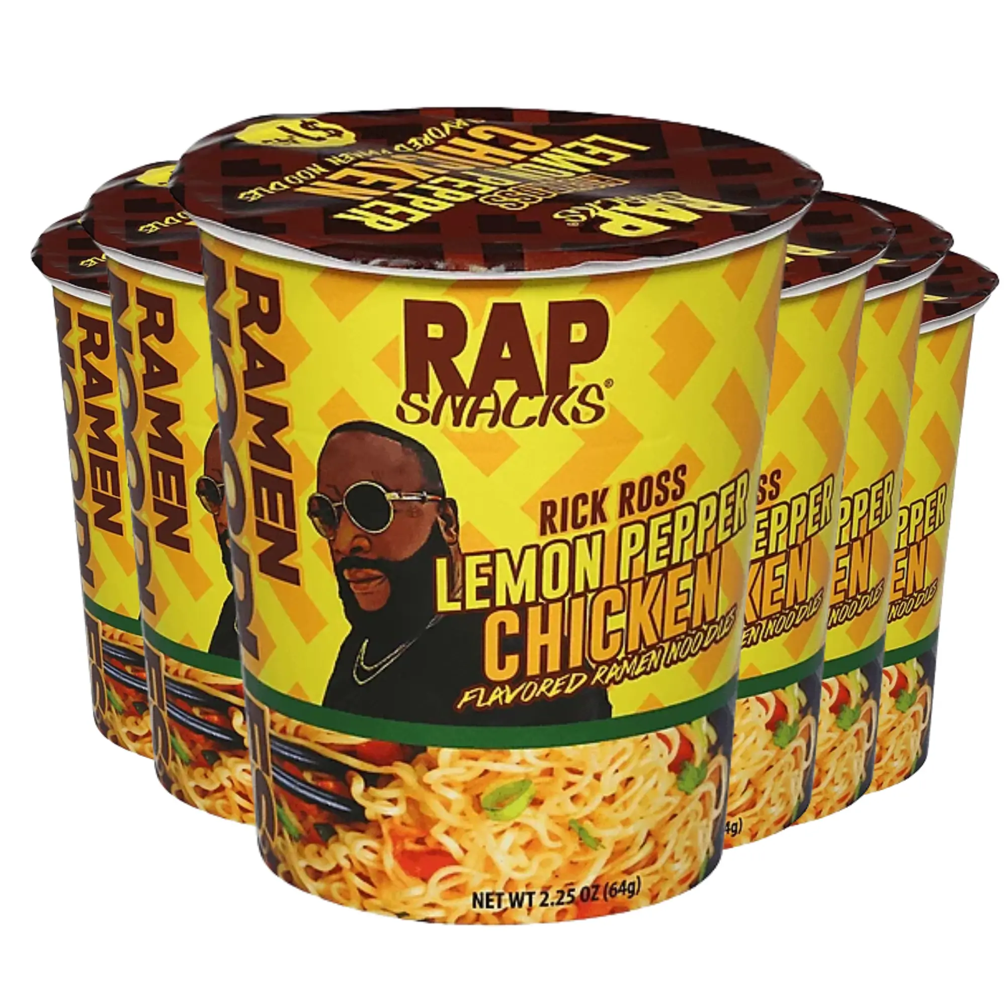 Rap Snacks Rick Ross Lemon Pepper Chicken Flavor Ramen Noodles 2.25oz Cup (Pack of 6)