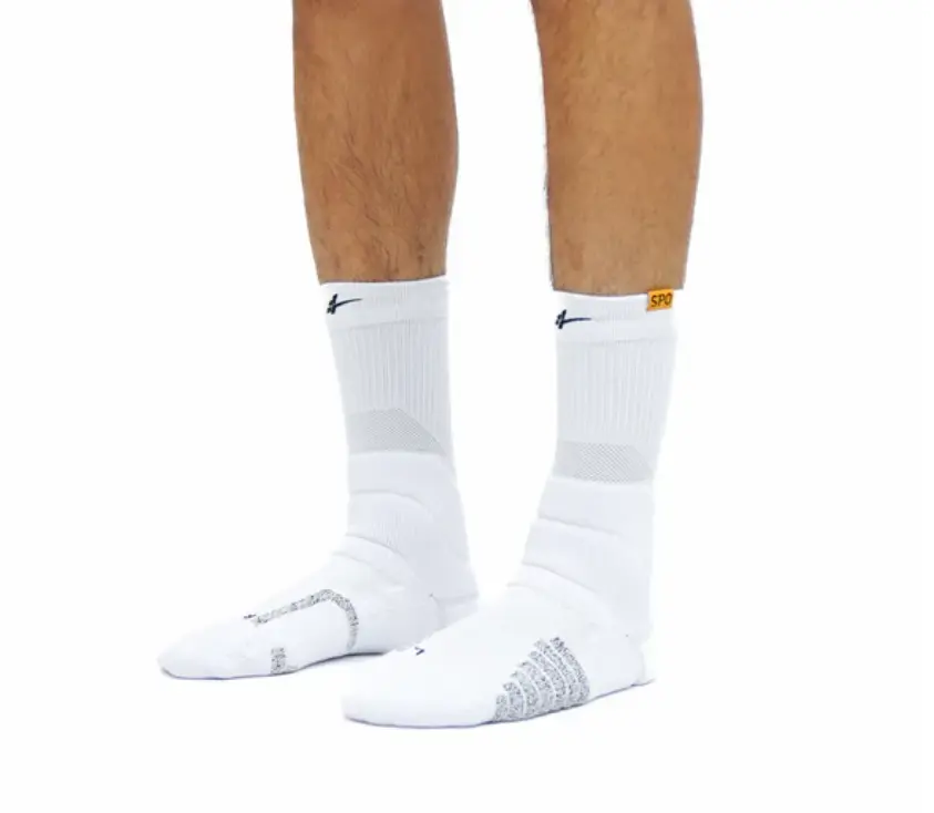 SPO Pro Mid Crew Training Socks, Cushioning, Compression, Cool-Dry, Quick-Dry, Impact Protection, Moisture-Wicking No Sweat Sports Socks for Basketball, Gym, Unisex Youth & Adults (White, Black), BackToSchool,back to school,back to school haul