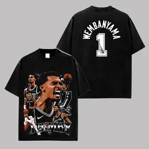 [ ✨ 100% Cotton] Victor Wembanyama - Wemby 1 Premium Cotton T-Shirt, Vintage Spurs Phenom Graphic Tee, Basketball Fans Hoops Streetwear Shirt, Victor Fan Merch, Unisex Oversized Sports Gift Tee