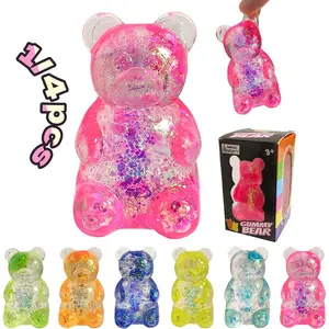 Soft Candy Bear Stress Relief Toy, Flashing Teddy Bear Shape Anti-Stress Ball, Stress Ball Squishy, Squeeze Sugar Balls Sensory Toy, Squishies, Party Gift, Relaxation Choice, Stress Relief Gadgets