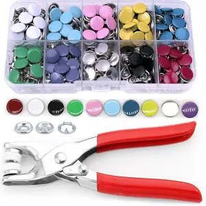 100 Sets Metal Buckle Set with Pliers Manual Press Tool Stainless Steel Material DIY Clothing Hat Bag Sewing Sewing Tools for Beginners & Professionals