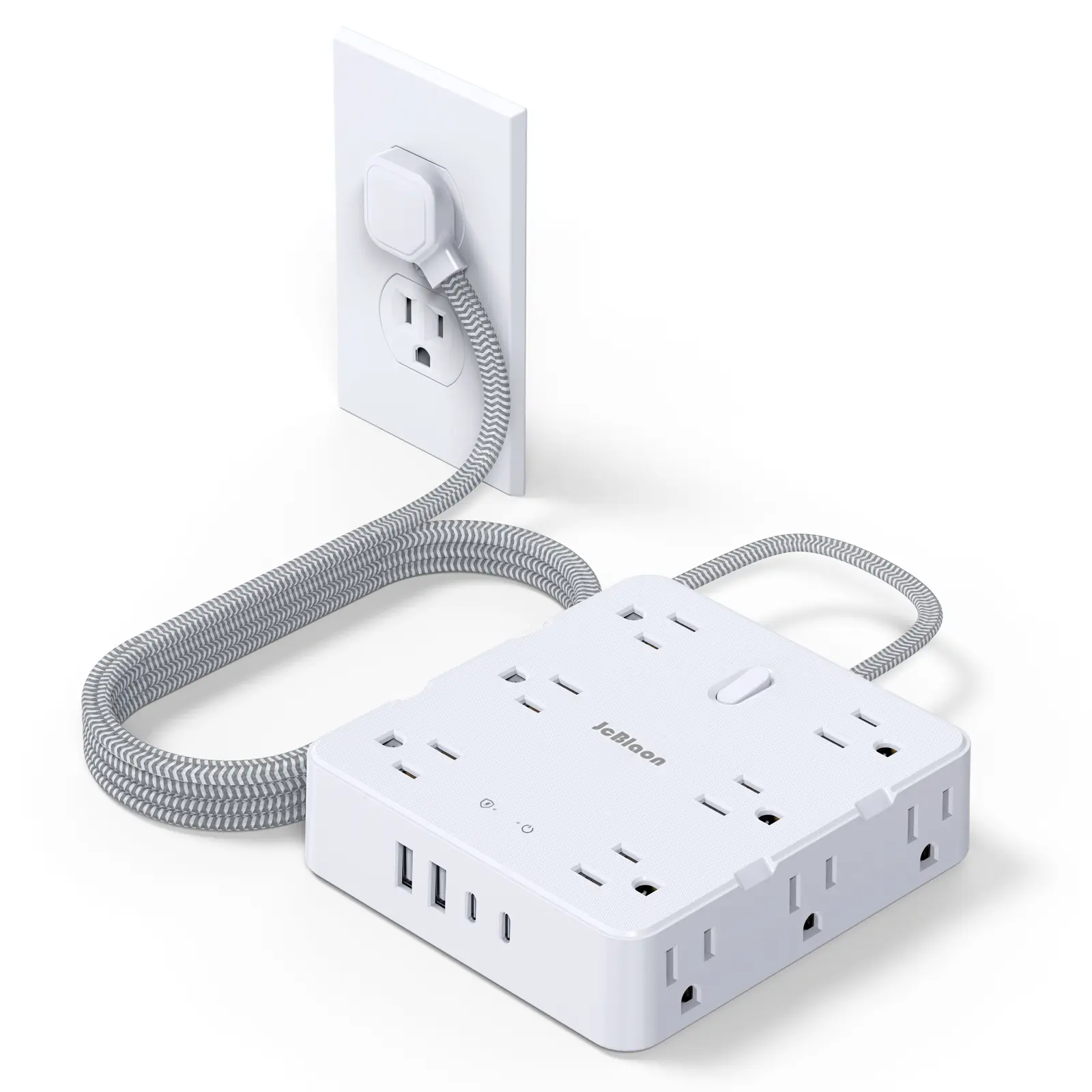 Surge Protector Power Strip 5 Ft Cord, 12 Widely Spaced Outlets, 4 USB Charger(2 USB C Port), Ultra Thin Flat Plug Extension Cord 5 Feet, for Home.