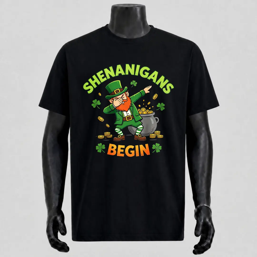 【Tee-St Patricks Shenanigans】 Breathable Casual Crewneck Graphic T-Shirt Unisex 100% Cotton Summer Unique Fashion Top