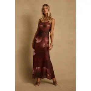 Amora Mulberry Floral Mesh Maxi Dress