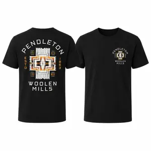 Pendleton Woolen Mills T-Shirt, Black Southwest Tribal Pattern Graphic Tee, Front Back Print Heritage Western Gift for Men Women