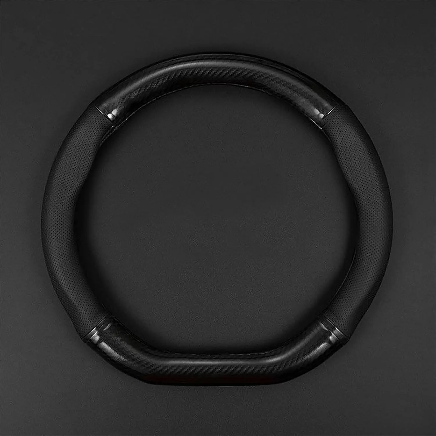 Carbon Fiber Anti-Skid D-Shaped Steering Wheel Cover - Universal Auto Accessories, Car Interior Accessories with Laser Perforated Surface for Men's Car Use