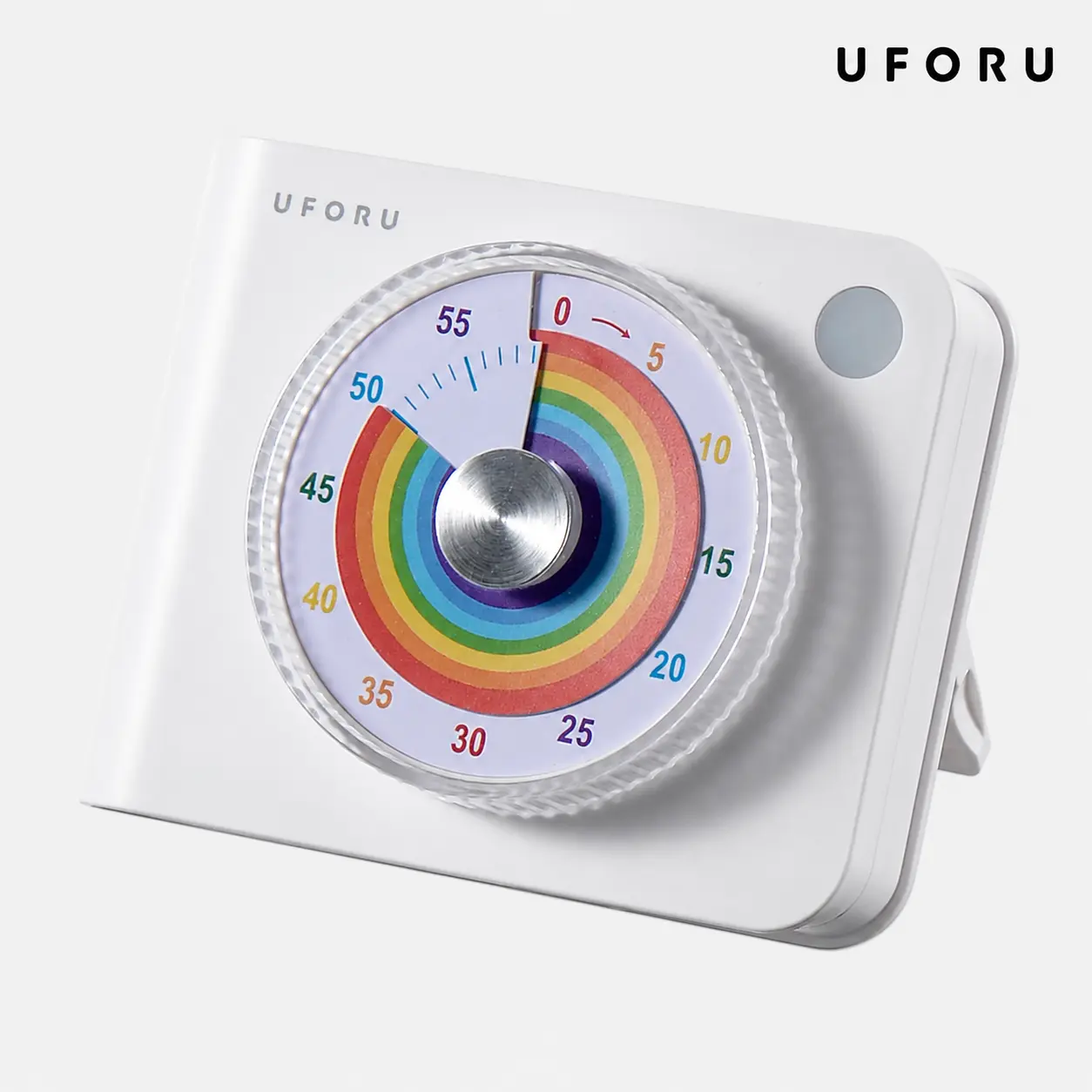 UFORU Silent Visual Timer for Kids, 60 Minute Countdown Timer with UFORU Rainbow Dial, Magnetic Classroom Timer with Loud Alarm, Easy Twist Study Timer for Home, School, Kitchen and Office