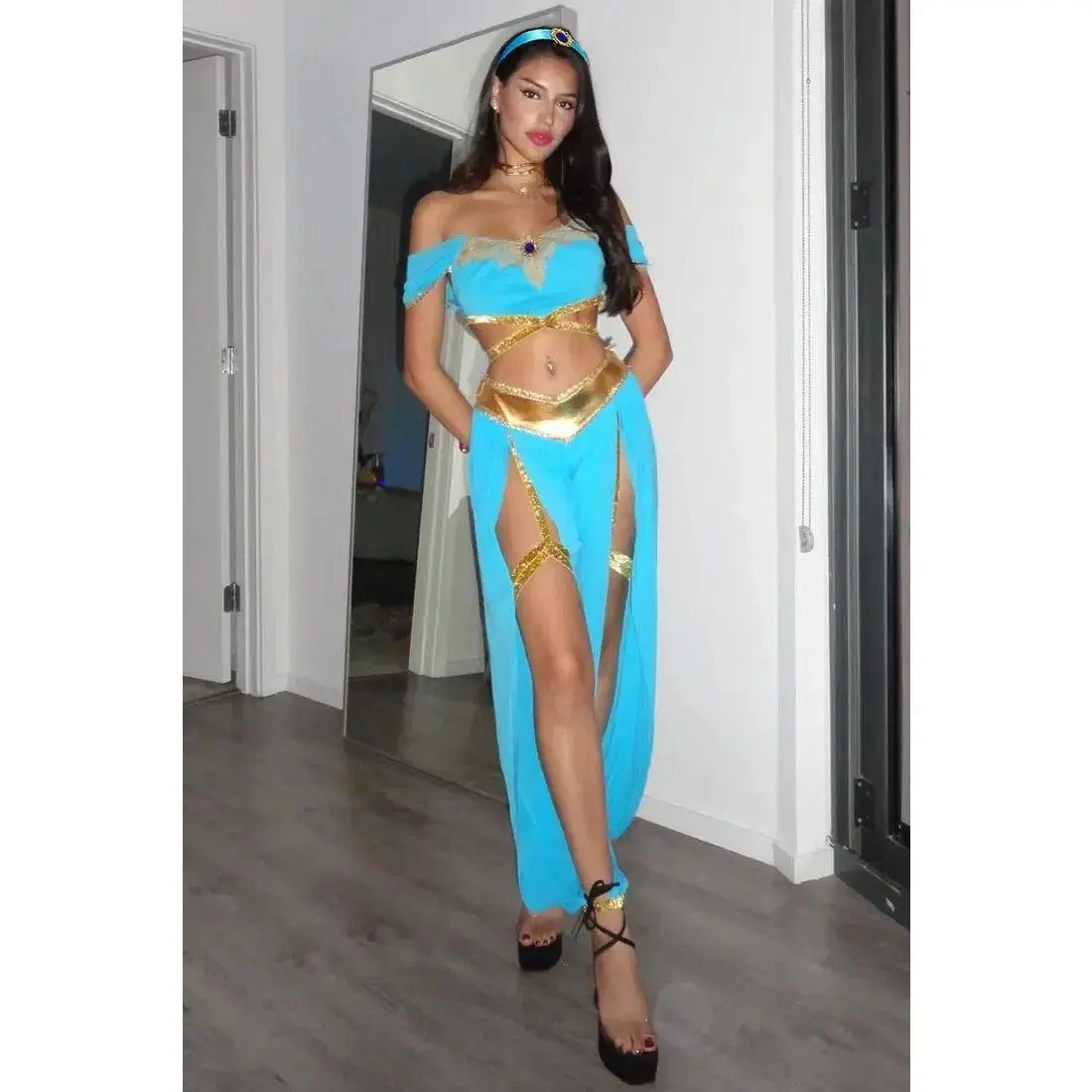 Blue Gold Sequin Gem Garter 4 Pc Princess Jas Costume