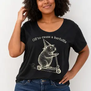 Funny Capybara Shirt Meme Tee Women Off To Cause A Kerfuffle Unhinged Animal Graphic Relaxed Fit Comfy Top Gag Gift