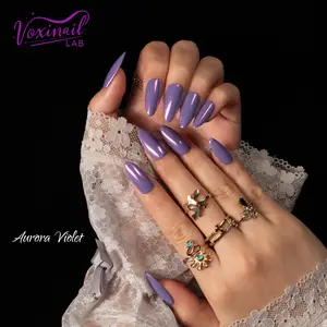 Voxinail Lab | Aurora Violet | Handmade Almond Press-On Nails | Reusable, Long-Lasting