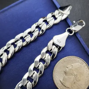 Premium 925 Silver plated Brass 10mm 20"~ 30" Miami Cuban Chain Bling Fashion Necklace, Statement Necklace, Celebrity Fashion