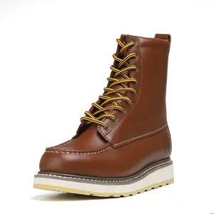 HANDPOINT Men's Stylish Classic 8" SureTrack Soft Toe Leather Slip Resistant Durable Breathable Work Boot 86994 Safety Footwear Rubber botas para hombres boots for men mens boots boots men