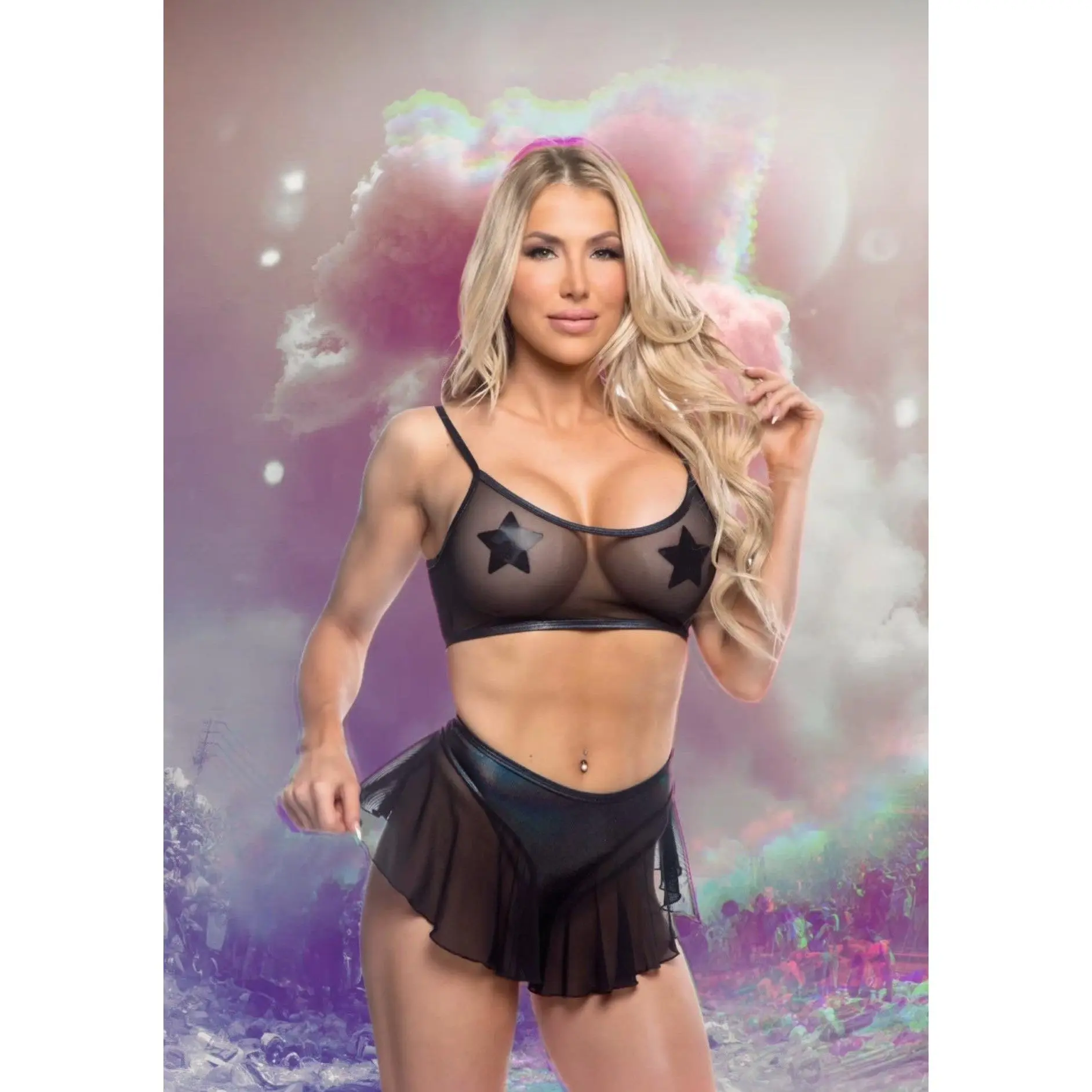 Mesh/Fishnet Flutter Short