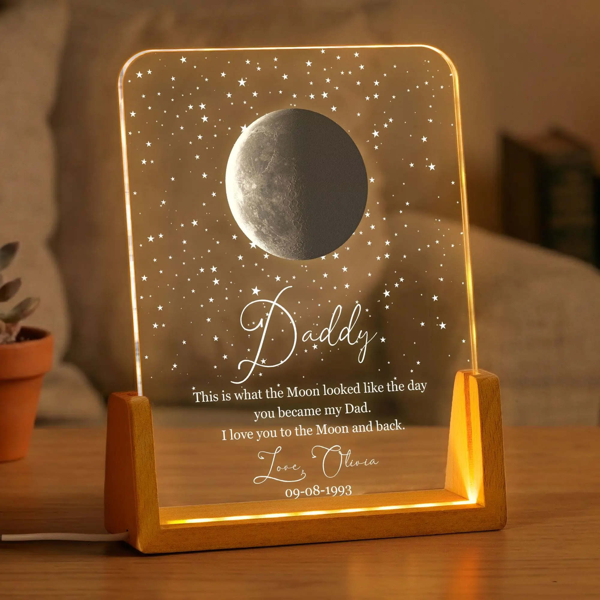 Custom Moon Phase By Date Sign, Personalized Father's Day Gift For Dad Father's Day Keepsake, Moon Phase With Kid Names Night Light, Fathers Day Gift Idea, Gift for Dad