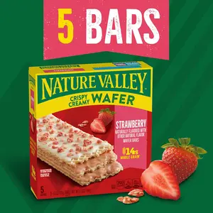 Crispy & Creamy Wafer Bars Strawberry Flavor – Whole Grain Snack Bars, Light Crunch Layers, 5 Count Pack