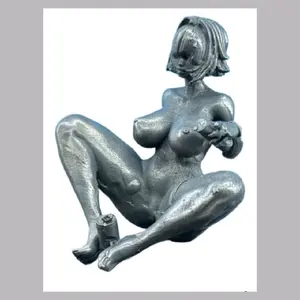 Black Brass Sitting Female Body Art Miniatures Statue,Metal Nude Woman Sculpture Crafts Desktop Car Decor Collection Figurines Paperweights