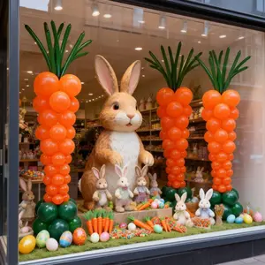 61pcs Easter Carrot Balloon Set, 12inch 10inch 5inch Balloons DIY Carrot Shape Column, Perfect for Easter Party Balloon Decorations