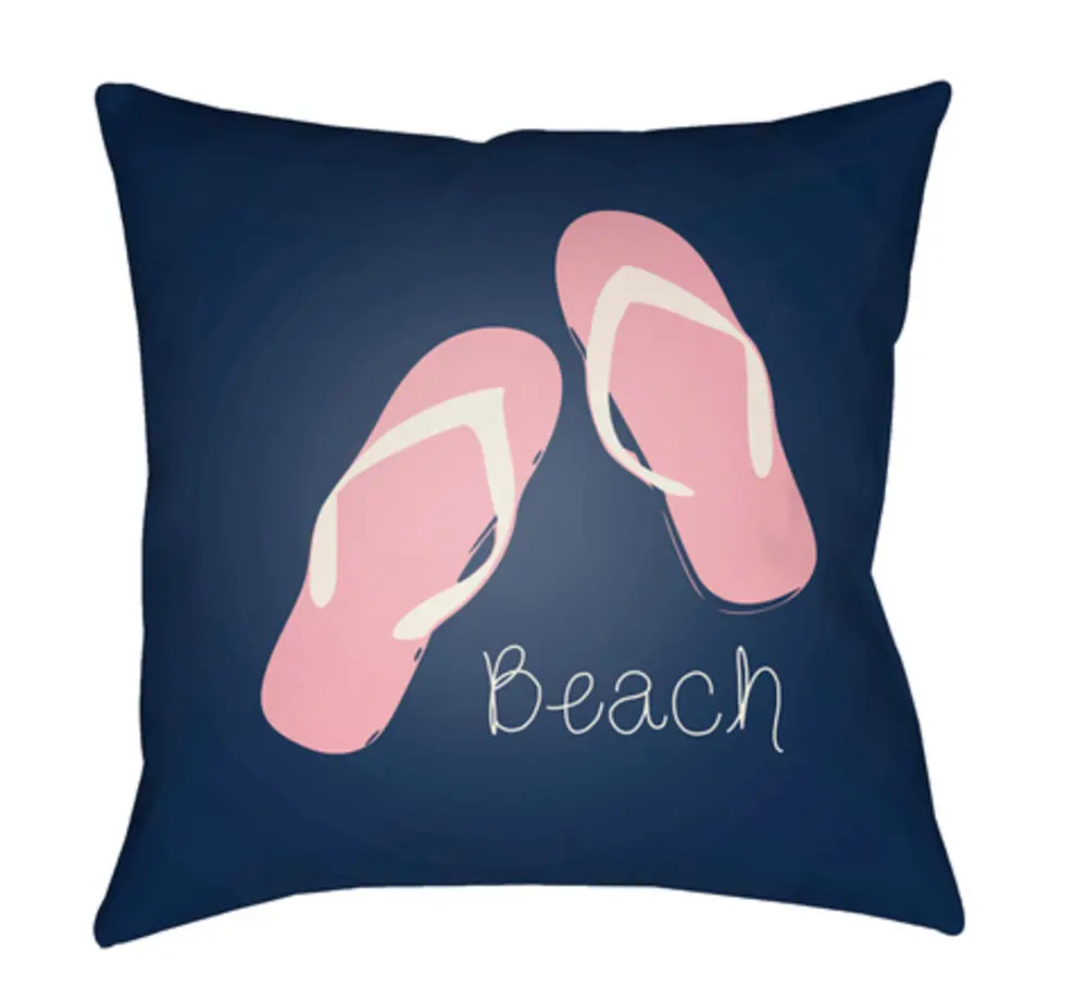 Livabliss CC006-2222 Outdoor Safe Polyester Weather Resistant Carolina Coastal Beach Vibes Throw Pillow, 22x22x5 in Pink - Large Size