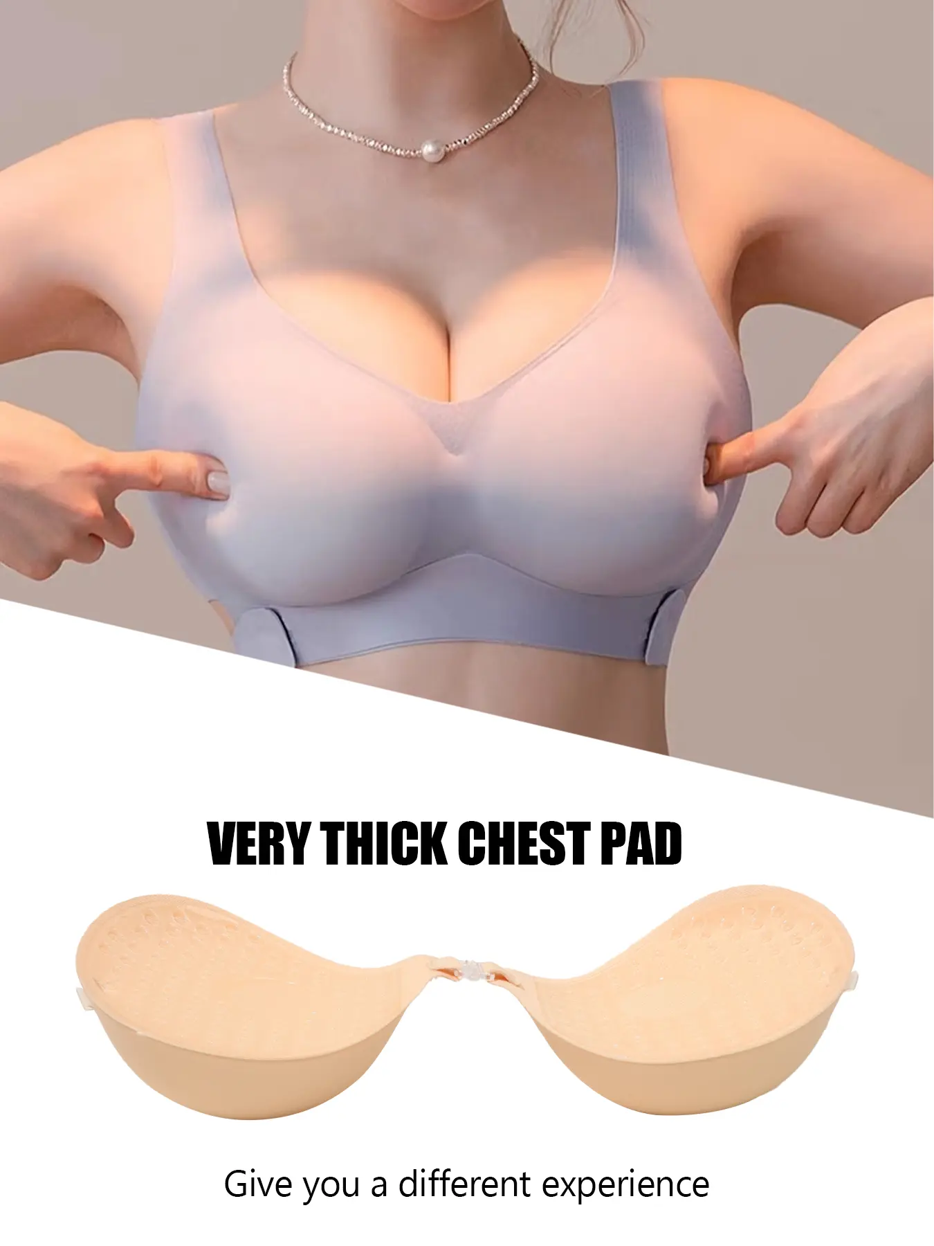 Ladies thick-waist elastic padded sticky bra, increases breast size, thickens by 5cm, elastic breast pads, Sticky bra pads, Sticky Bra Lift, Adhesive Bra Inserts, designed for small chests, suitable for wedding gowns, formal dresses, Underwear